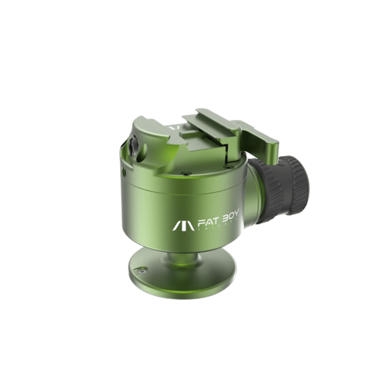 A green camera with a black handle