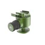 A green camera with a black cap and tripod