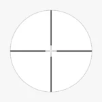 A picture of the center focal point of a rifle scope.