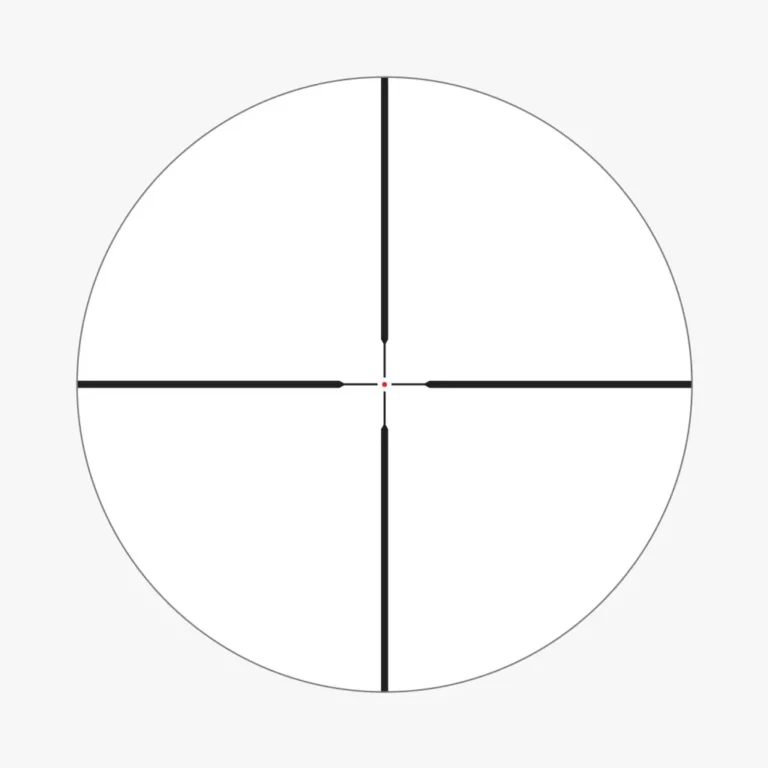 A picture of the center focal point of a rifle scope.