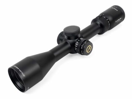 A rifle scope with a black background