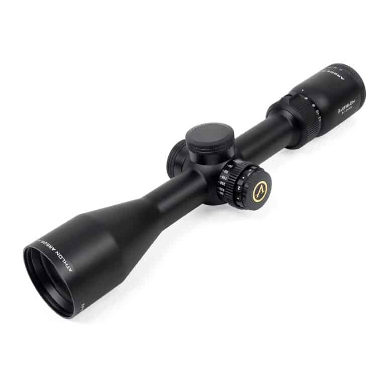 A rifle scope with a black background