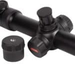 A close up of the scope with two caps