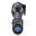 A night vision scope with blue light on top of it.