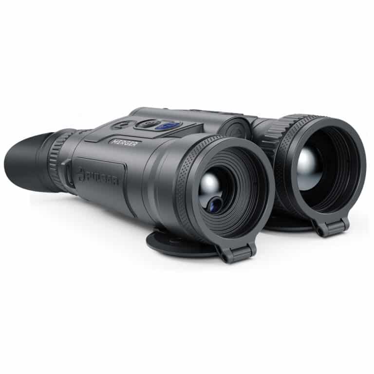 A pair of night vision goggles on top of a white table.