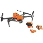 A small orange and black drone with two cameras.