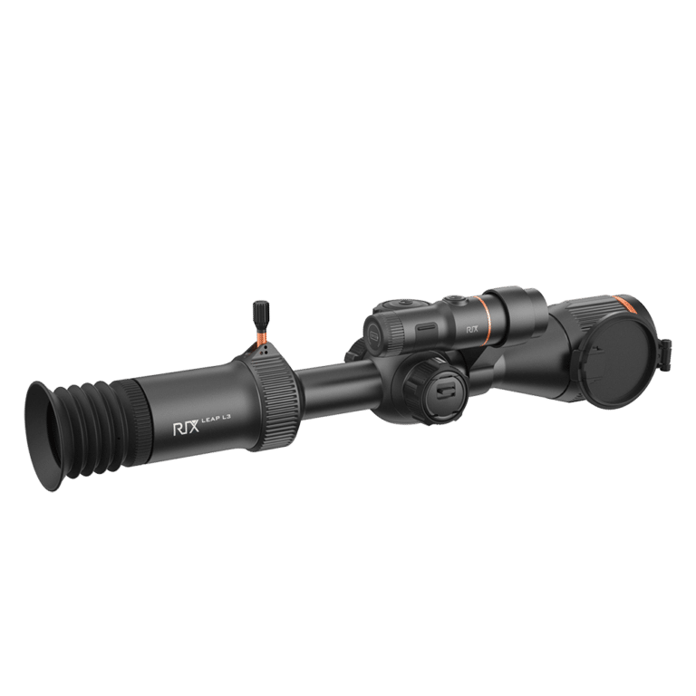 A rifle scope with an attached camera.