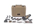 A tan case with many items in it