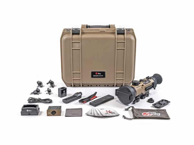 A tan case with many items in it