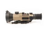 A rifle scope with an attached camera.