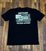 A black t-shirt with the words southern precision outdoors on it.