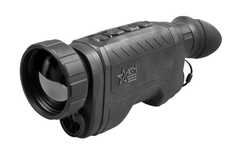 A black night vision device is shown on a green background.