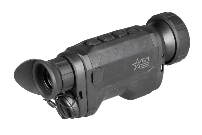 A night vision device is shown with green background.