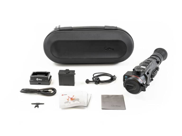 A camera with accessories and a case