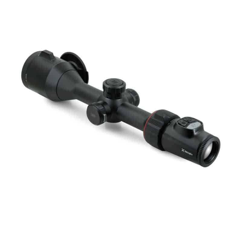 A black scope with a white dot on it.