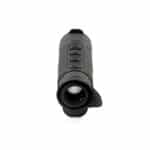A black and gray camera with a lens on top of it.
