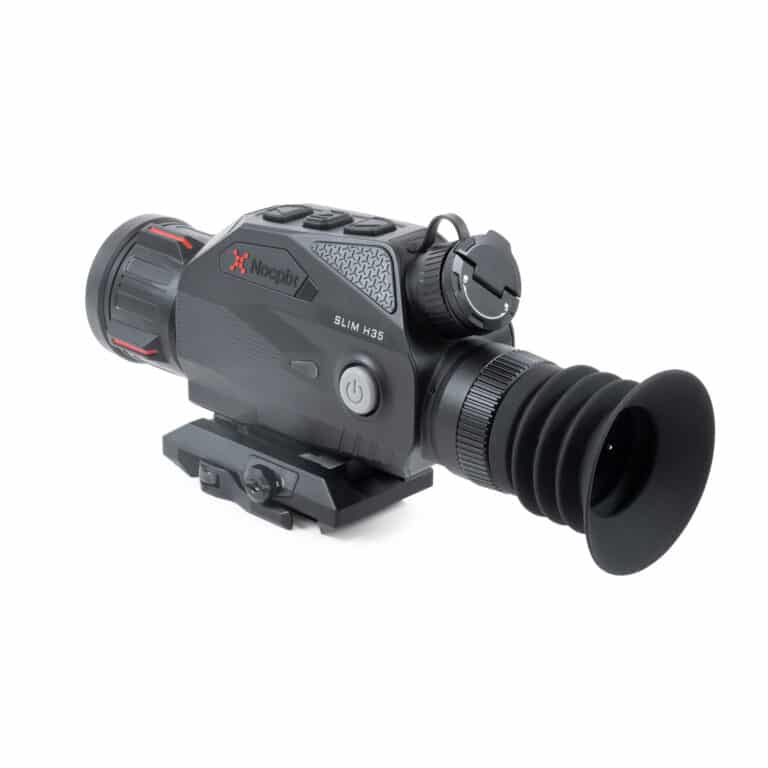 A night vision scope is shown with the sight on.