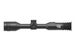 A rifle scope with an adjustable lens