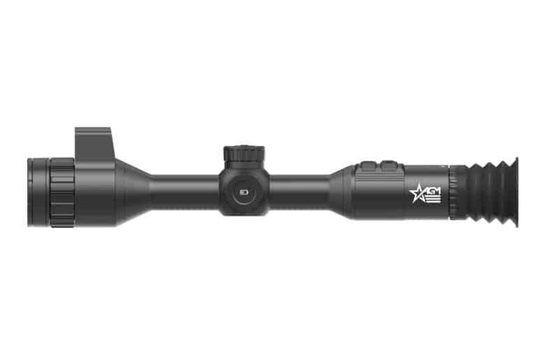 A black rifle with a scope on it