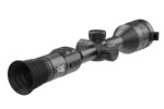 A close up of the scope on a rifle