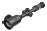 A rifle scope with an illuminated reticle.