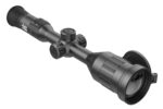 A rifle scope with a black background