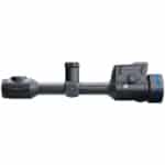 A rifle scope with two magnification scopes attached to it.