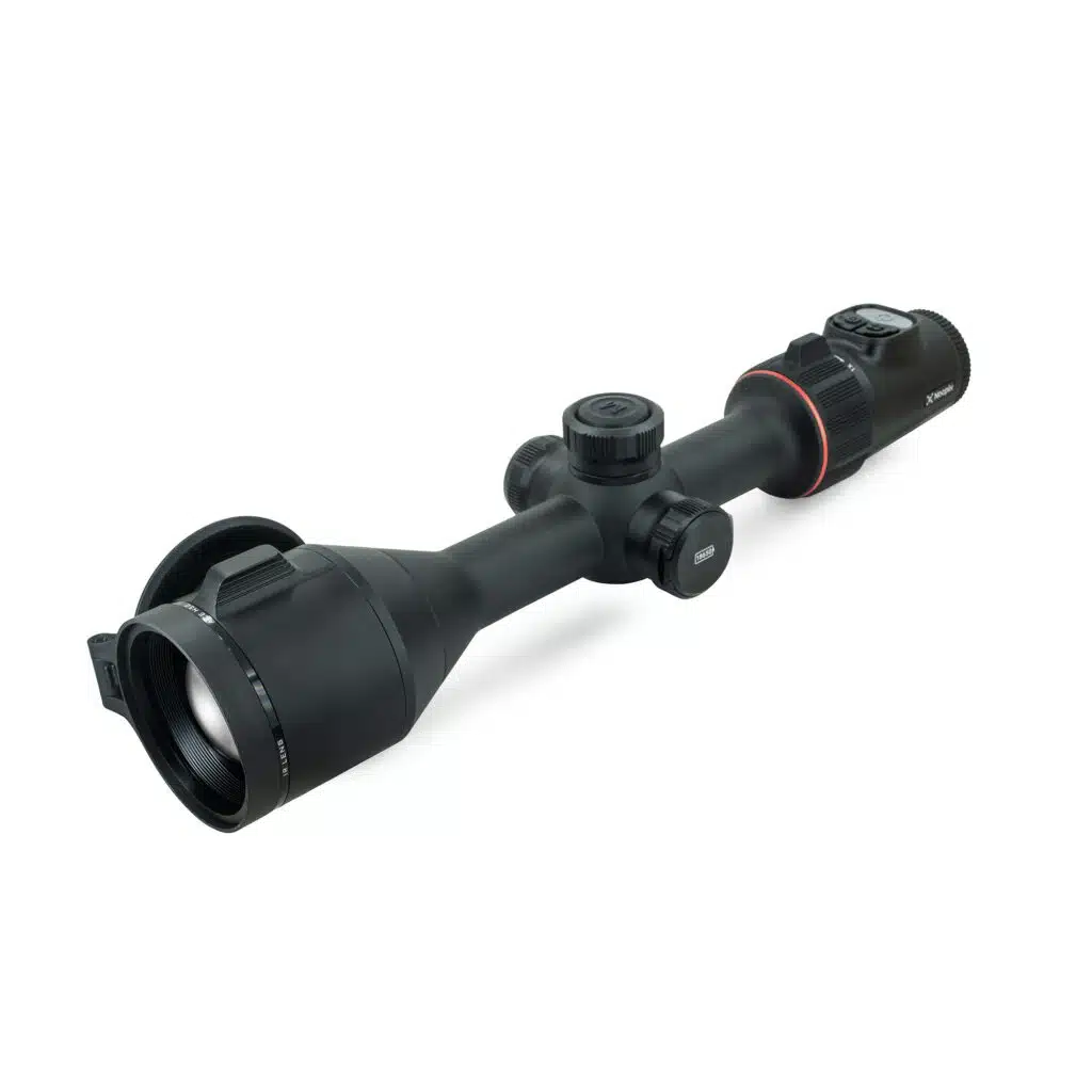 A black scope with a light on top of it.