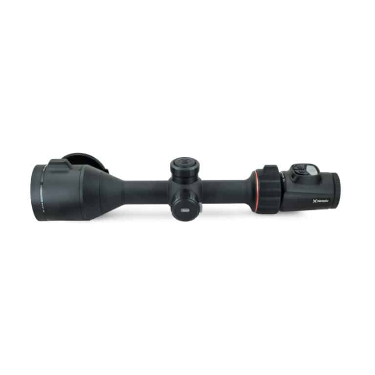 A rifle scope with two different parts attached to it.