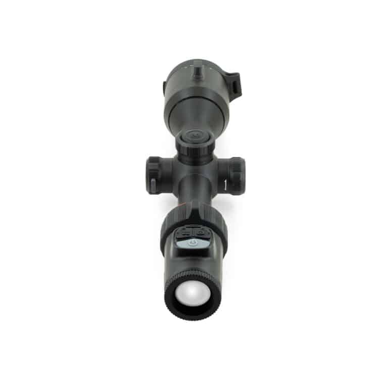 A black scope with a white dot on it.