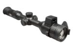 A rifle scope with a light attached to it.