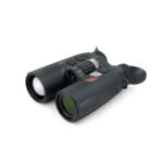 A pair of binoculars with an illuminated lens.